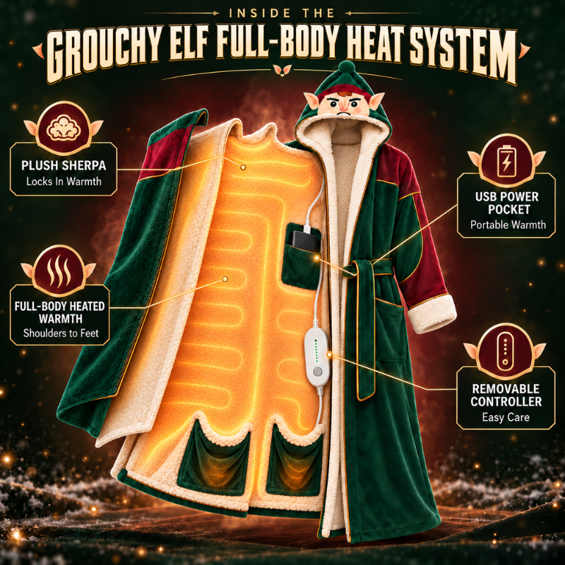 Grouchy Elf Heated Blanket Robe