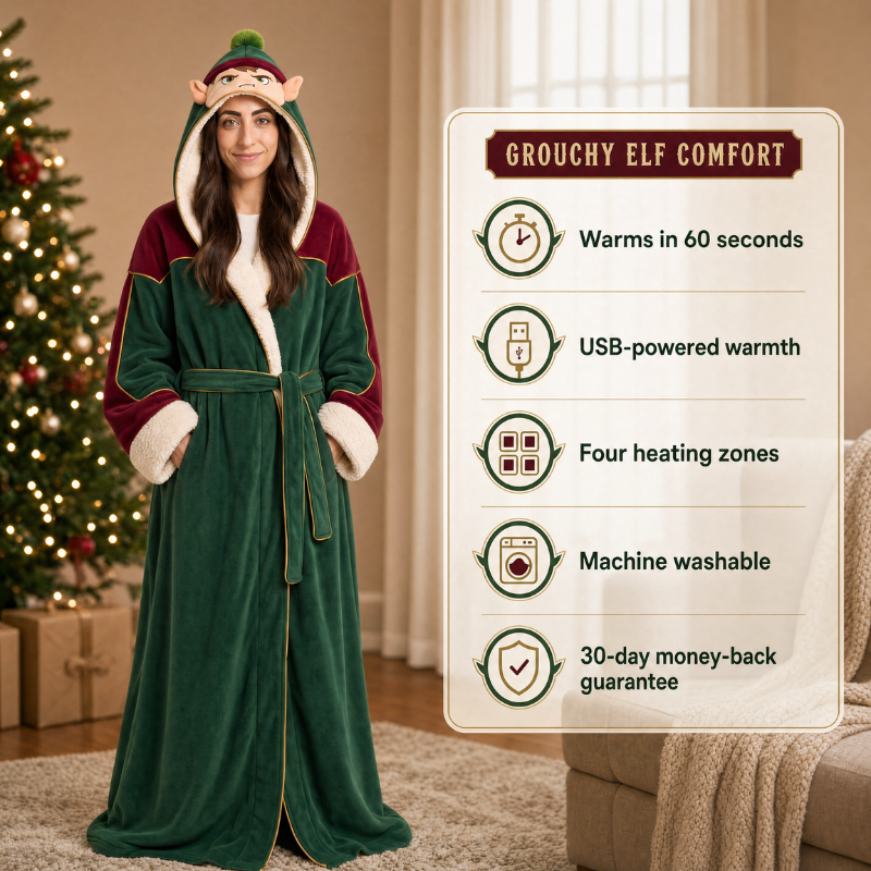 Grouchy Elf Heated Blanket Robe
